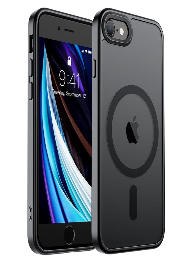 SUPFINE Magnetic for iPhone SE Case 2022 (3rd)/2020 (2nd), iPhone 8 Case (Compatible with MagSafe) (Military Grade Drop Protection) Translucent Matte Phone Cover,Black - Image 1